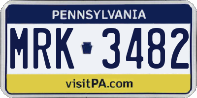 PA license plate MRK3482