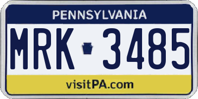 PA license plate MRK3485