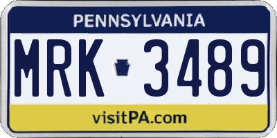 PA license plate MRK3489