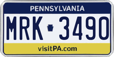 PA license plate MRK3490