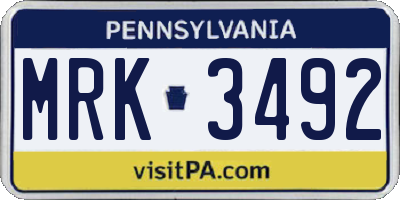 PA license plate MRK3492