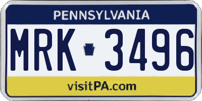 PA license plate MRK3496