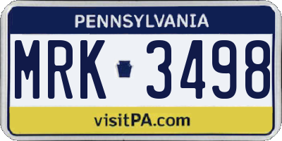 PA license plate MRK3498