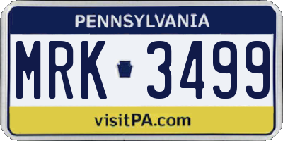 PA license plate MRK3499