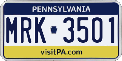 PA license plate MRK3501