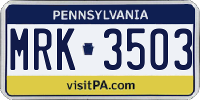 PA license plate MRK3503