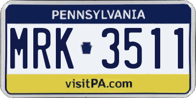 PA license plate MRK3511