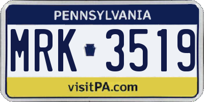 PA license plate MRK3519