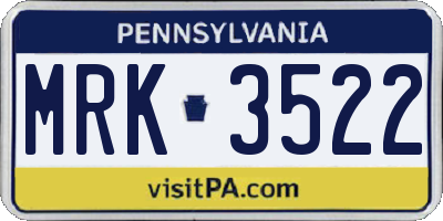 PA license plate MRK3522