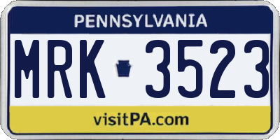 PA license plate MRK3523