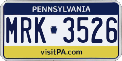 PA license plate MRK3526