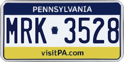 PA license plate MRK3528