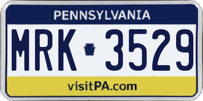 PA license plate MRK3529