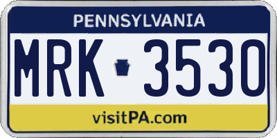 PA license plate MRK3530