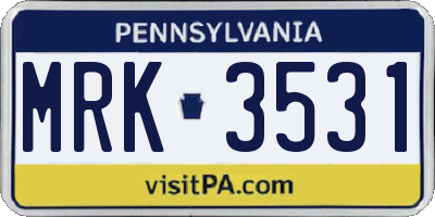 PA license plate MRK3531