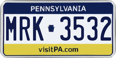 PA license plate MRK3532