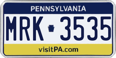 PA license plate MRK3535
