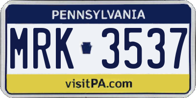 PA license plate MRK3537