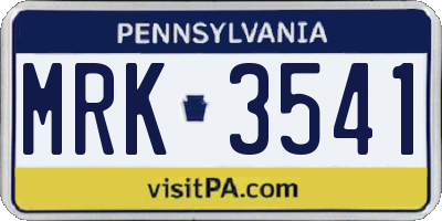 PA license plate MRK3541