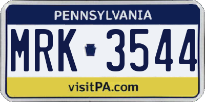 PA license plate MRK3544