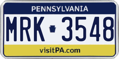 PA license plate MRK3548