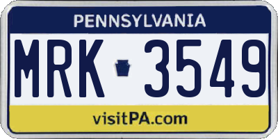 PA license plate MRK3549