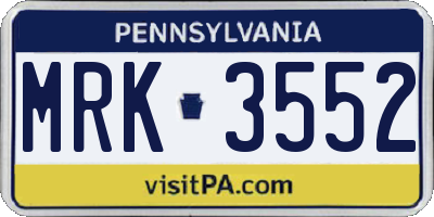 PA license plate MRK3552