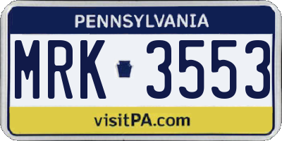 PA license plate MRK3553
