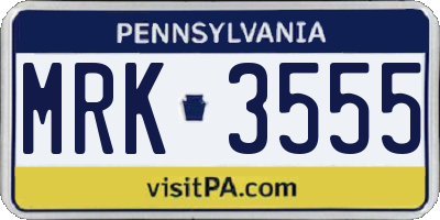 PA license plate MRK3555