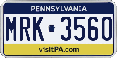 PA license plate MRK3560
