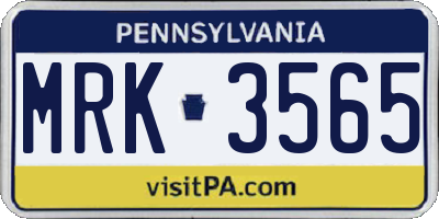 PA license plate MRK3565