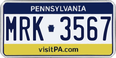 PA license plate MRK3567