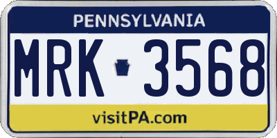PA license plate MRK3568