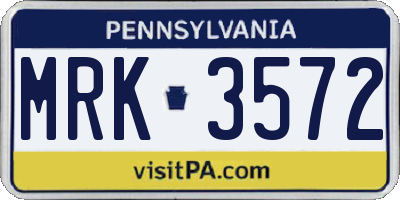 PA license plate MRK3572