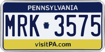PA license plate MRK3575
