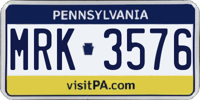 PA license plate MRK3576