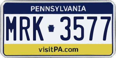 PA license plate MRK3577