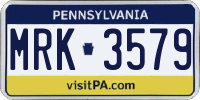 PA license plate MRK3579