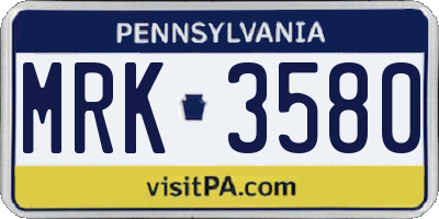 PA license plate MRK3580