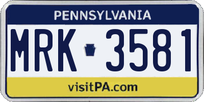 PA license plate MRK3581