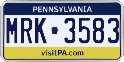 PA license plate MRK3583