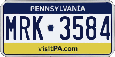 PA license plate MRK3584