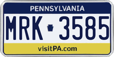 PA license plate MRK3585