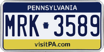 PA license plate MRK3589