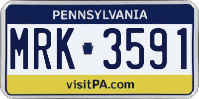 PA license plate MRK3591