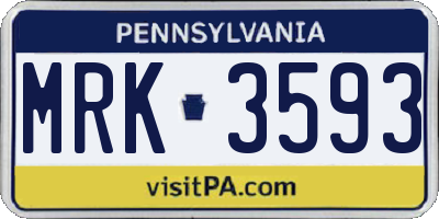 PA license plate MRK3593