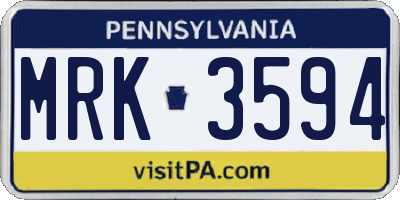 PA license plate MRK3594
