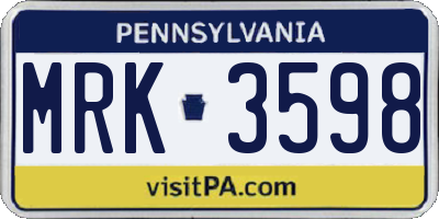 PA license plate MRK3598