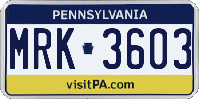 PA license plate MRK3603