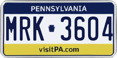 PA license plate MRK3604